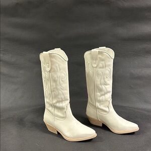 Steve Madden Windie Western Boot in Bone White Leather